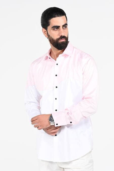 Shop_Kalpana Naik_White Cotton Coloured Color Block Giza Shirt _Online_at_Aza_Fashions