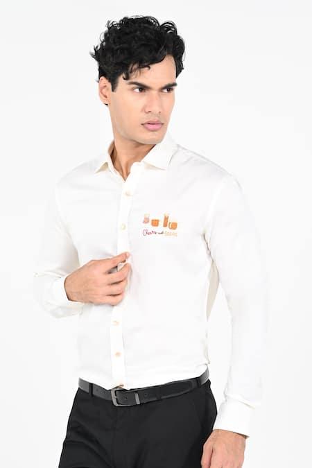 Kalpana Naik Cheers & Beers Hand Embroidered Shirt 