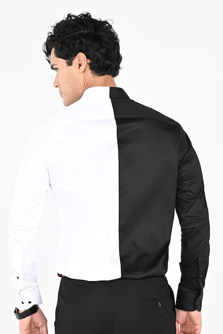 Kalpana Naik Black & White Chess Embroidered Black & White Shirt 