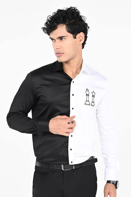 Buy_Kalpana Naik_Black Cotton Embroidery And Chess & Shirt _Online_at_Aza_Fashions