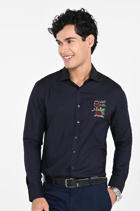 Kalpana Naik Wine A Bit Hand Embroidered Shirt 