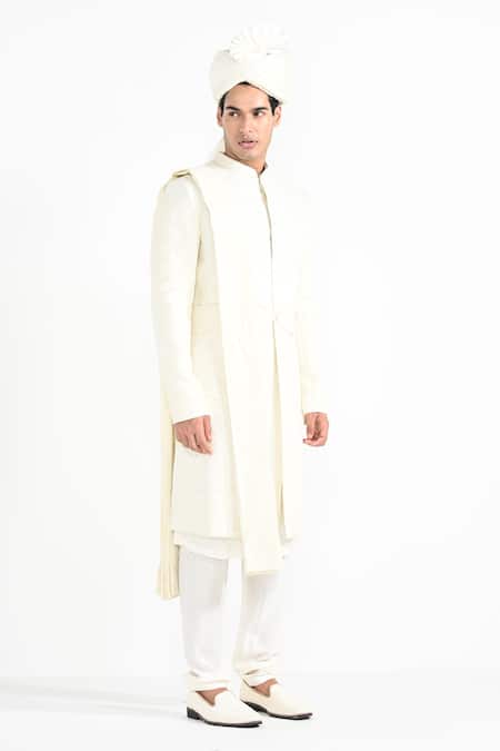 Kalpana Naik Ivory Dori Work Embroidered Sherwani Set 