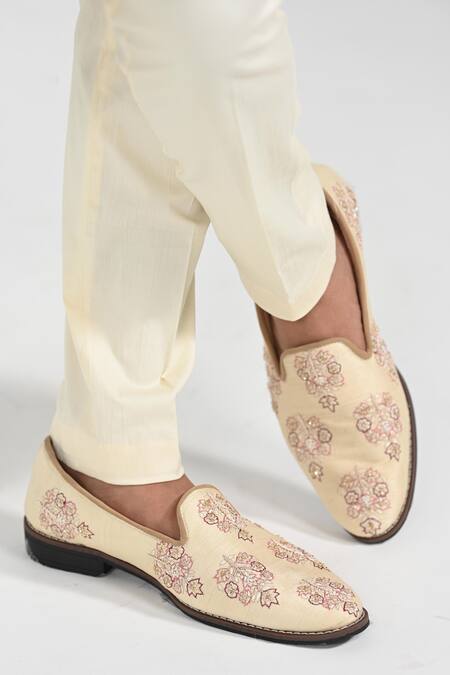 Kalpana Naik_Cream Bemberg, Silk Embroidery Dark Butta Work Sherwani Set _Online_at_Aza_Fashions