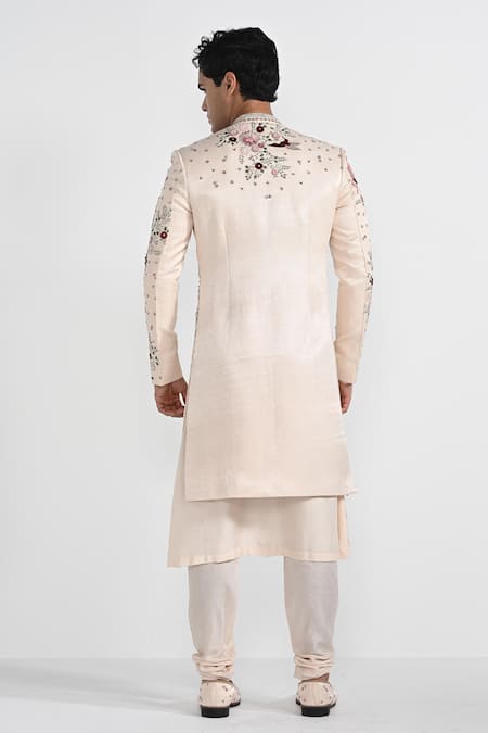 Kalpana Naik Pastel Pink Floral Work Sherwani Set 