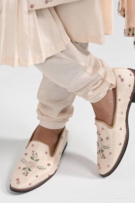 Kalpana Naik_Pink Satin, Bemberg, Silk Embroidery, Stones Pastel Floral Work Sherwani Set _Online_at_Aza_Fashions