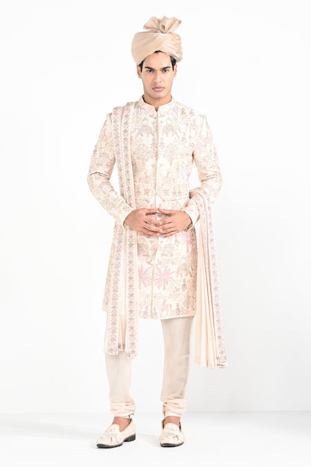 Kalpana Naik Raja & Rani Work Hand Embroidered Sherwani Set 