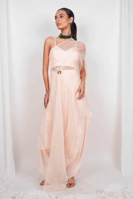 Day And Mood One Shoulder Kaftan Blouse & Flared Pants 