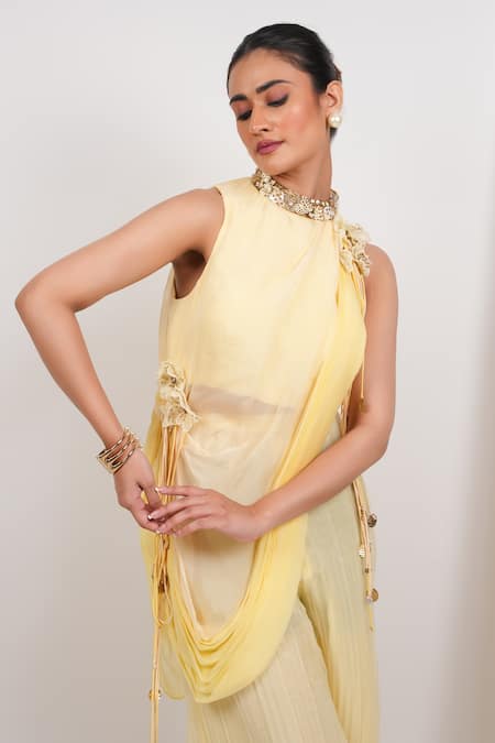 Day And Mood Cowl & Cord Tunic With Pleated Pants 