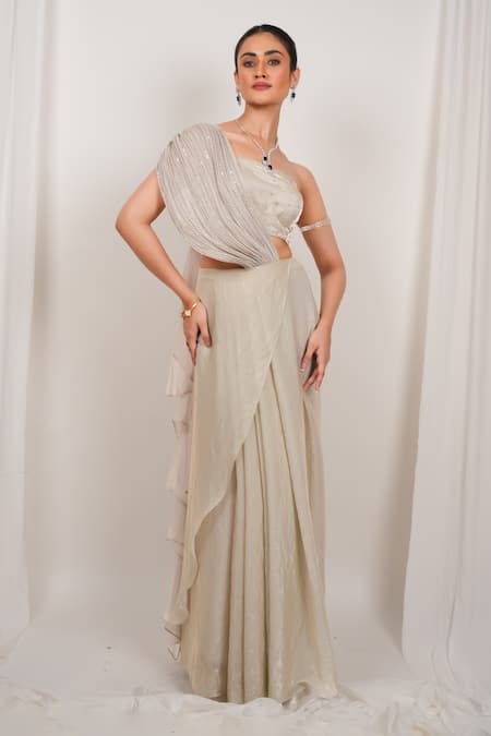 Day And Mood Pre-Draped Saree With Padded Blouse 
