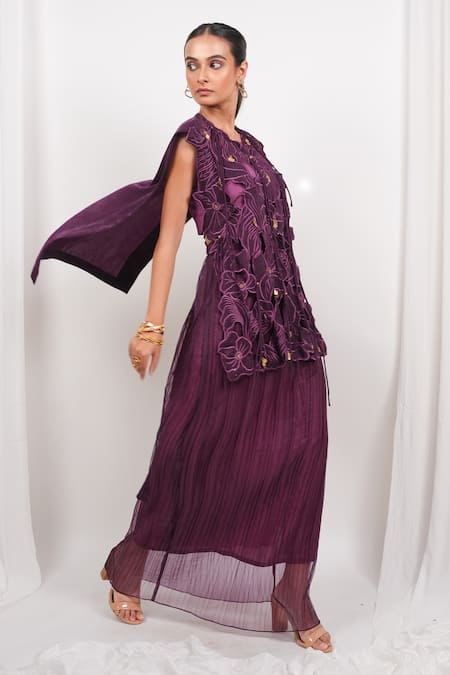 Day And Mood Cutwork Top & Pleated Skirt Set 