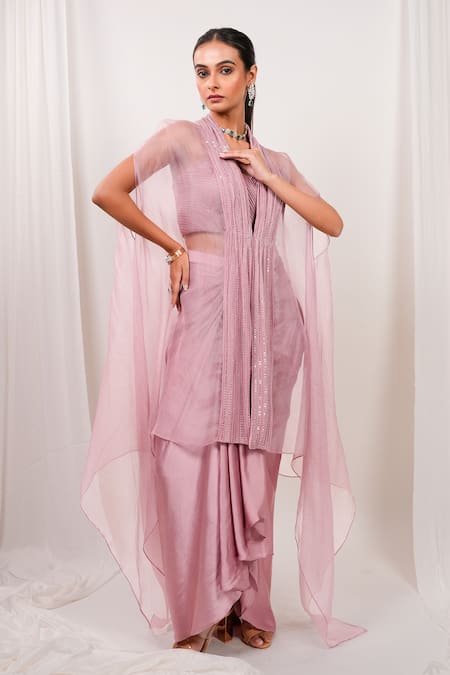Day And Mood Wired Kaftan Dhoti Skirt & Blouse Set 
