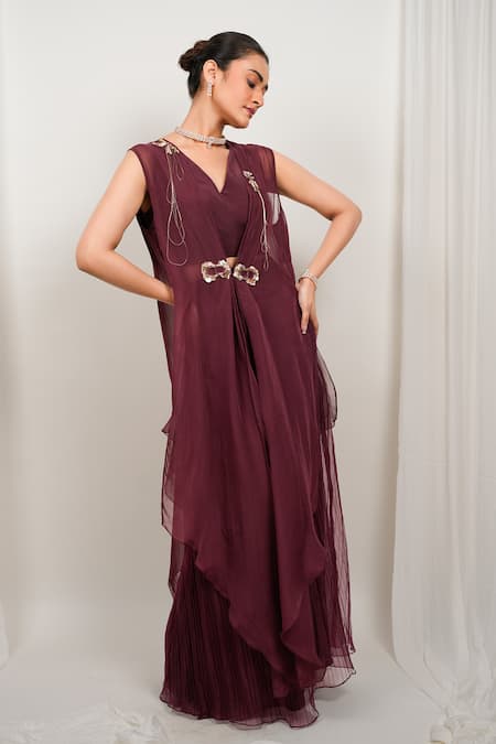 Day And Mood Organza Kaftan & Pleated Skirt Set 