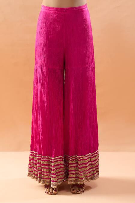 Shop Gopi Vaid Purple Tussar, Shantoon, Organza Embroidery, Zari, Kurta Sharara And Dupatta Set Online at Aza Fashions Shop_Gopi Vaid_Purple Tussar, Shantoon, Organza Embroidery, Zari, Kurta Sharara And Dupatta Set _Online_at_Aza_Fashions