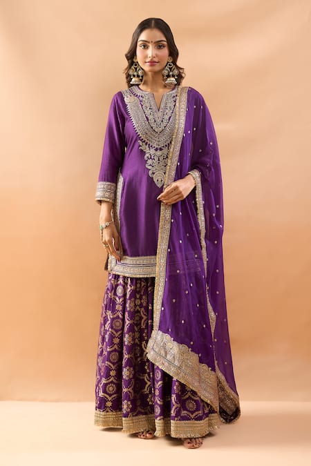 Gopi Vaid Embroidered Kurta & Printed Sharara Set 