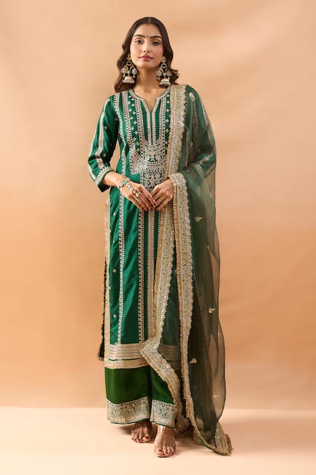 Gopi Vaid Embroidered Kurta Palazzo Set 