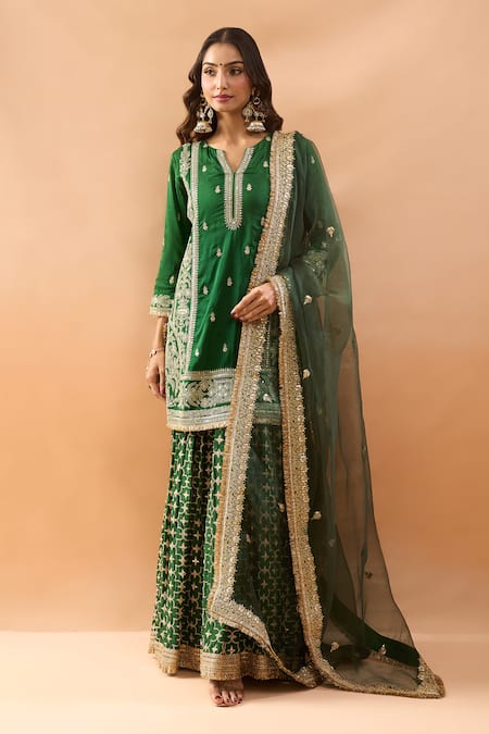 Gopi Vaid Embroidered Kurta & Sharara Set With Dupatta