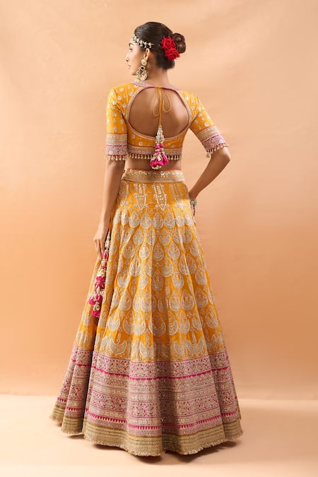 Gopi Vaid Embroidered Tussar Lehenga Set 