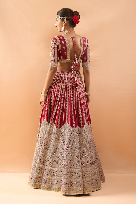 Gopi Vaid Embroidered Tussar Lehenga Set 