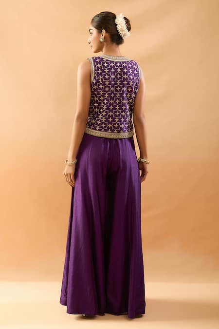 Gopi Vaid Embroidered Vest & Panel Pant Set 