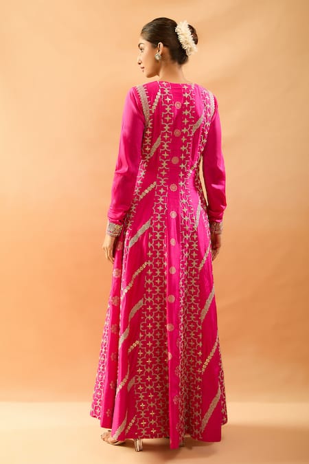 Gopi Vaid Embroidered Anarkali, Palazzo & Dupatta Set 