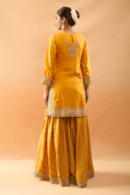 Gopi Vaid Embroidered Kurta & Brocade Sharara Set 