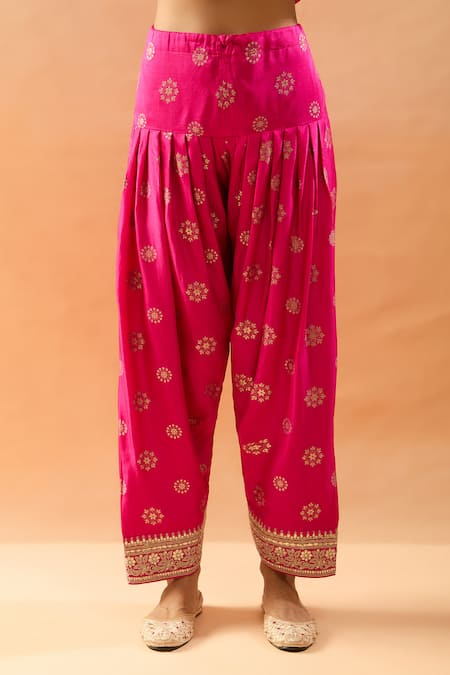 Buy Gopi Vaid Pink Tussar Embroidery, Zari V-neck Asymmetric Kurta And Farshi Salwar Online at Aza Fashions Buy_Gopi Vaid_Pink Tussar Embroidery, Zari V-neck Asymmetric Kurta And Farshi Salwar _Online_at_Aza_Fashions