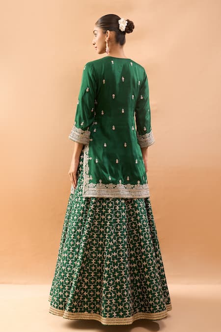 Gopi Vaid Embroidered Kurta Lehenga Set 