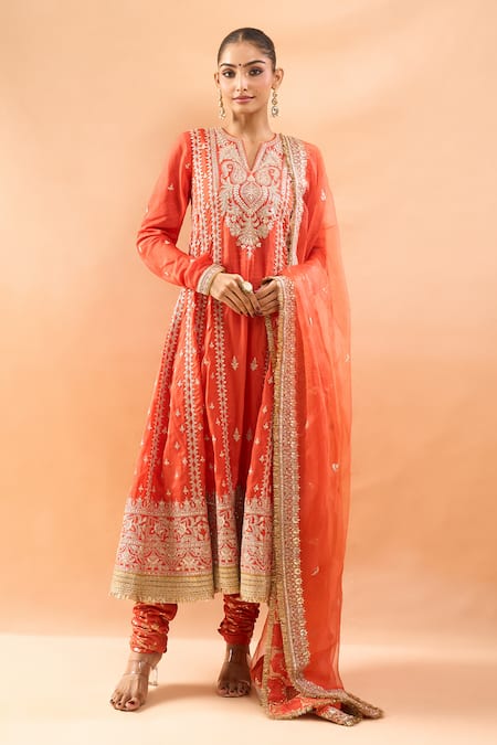 Gopi Vaid Embroidered Anarkali Churidar & Dupatta Set