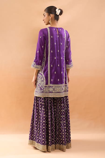 Gopi Vaid Embroidered Tussar Kurta & Sharara Set 