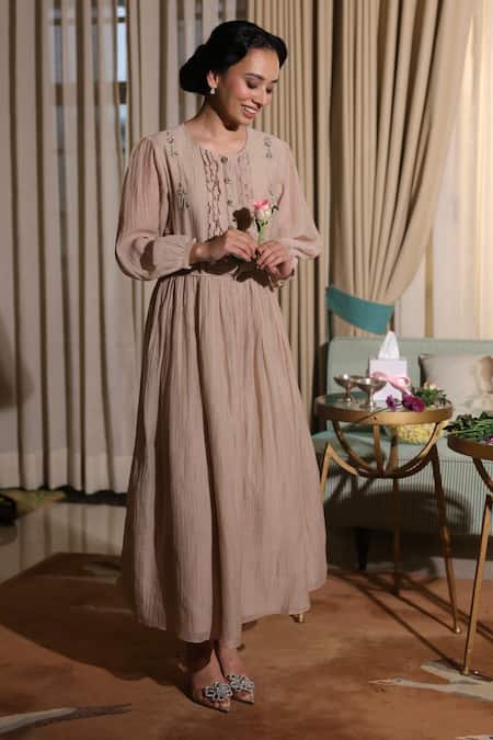 Summer By Priyanka Gupta Noor E Bow Mul Chanderi Dress 