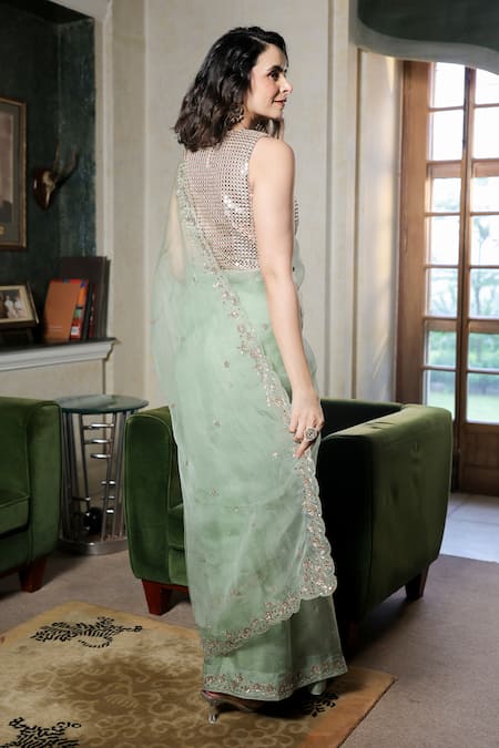 Summer By Priyanka Gupta Mirror Sitara Saree With Blouse 