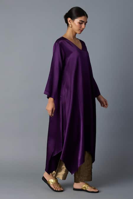 Shop_Vasstram_Purple V-neck Azra Asymmetrical Tunic _Online_at_Aza_Fashions