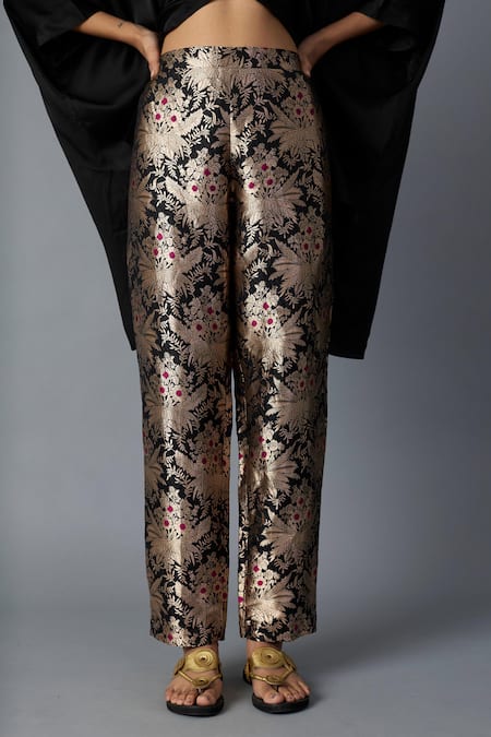 Shop_Vasstram_Gold Brocade Zari Hazara Woven Pant _Online_at_Aza_Fashions