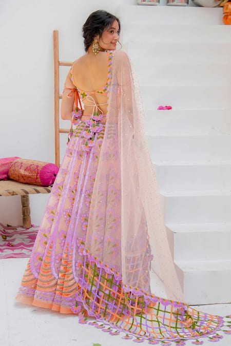 Tuhina Srivastava Floral Embroidered Lehenga Blouse Set 