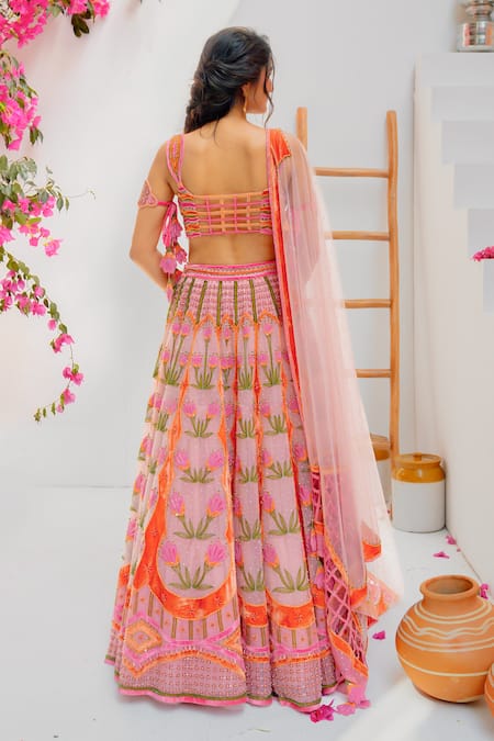 Tuhina Srivastava Floral Motif Embroidered Lehenga Set 
