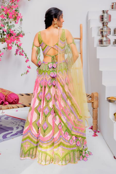 Tuhina Srivastava Patchwork Embroidered Lehenga Blouse Set 