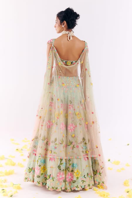 Show Shaa Floral Embroidered Lehenga Set  