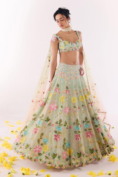 Show Shaa Floral Embroidered Lehenga Set  