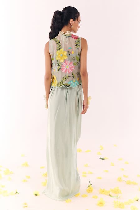 Show Shaa Floral Embroidered Jacket & Skirt Set