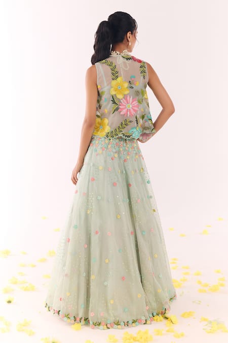 Show Shaa Floral Embroidered Jacket & Lehenga Set