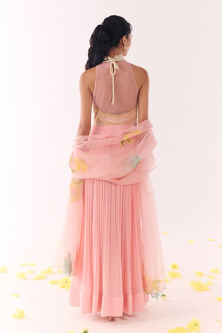 Show Shaa Blush Pink Embroidered Anarkali With Dupatta