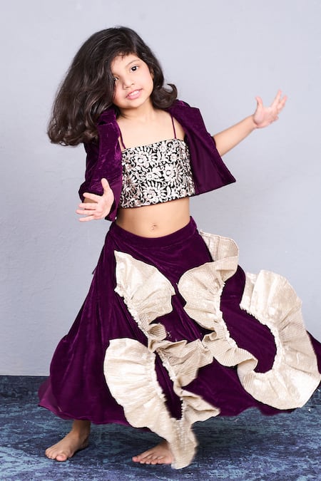 Pinkcow designs pvt ltd Velvet Lehenga Set  