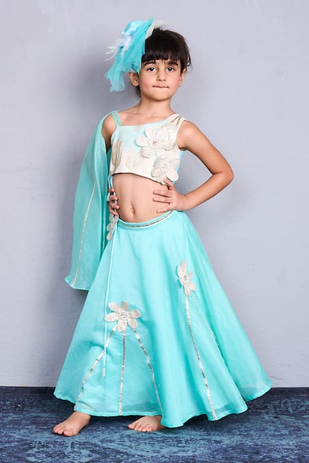 Pinkcow designs pvt ltd Floral Applique Lehenga Set  