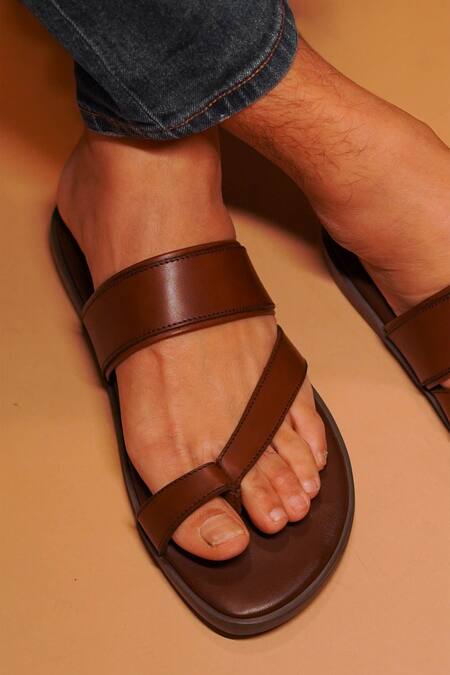 Dmodot_Brown Pelle Francio Marrone Leather Sandals _Online_at_Aza_Fashions