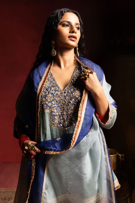 Pants And Pajamas Raunaq Embroidered Dupatta 