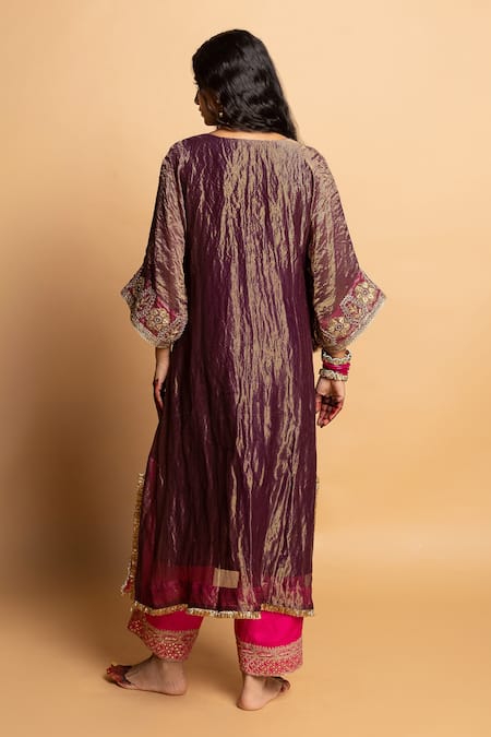Pants And Pajamas Shama-E-Awadh Embroidered Kaftan Set 