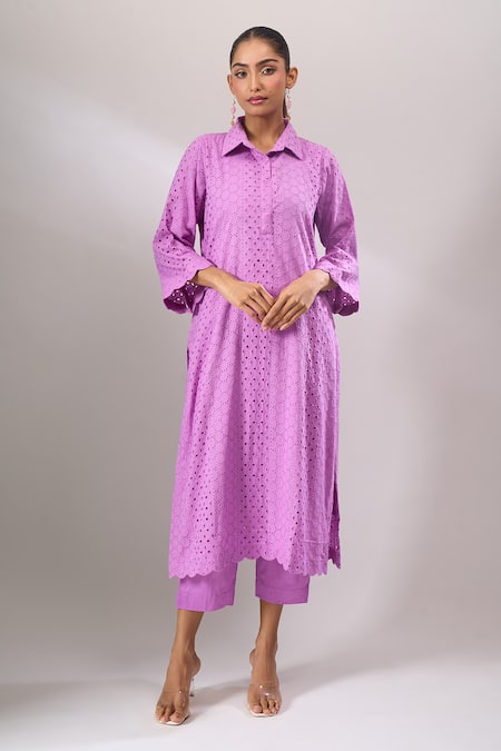 Naintara Bajaj Hakoba A-line Kurti & Straight Pant Set 