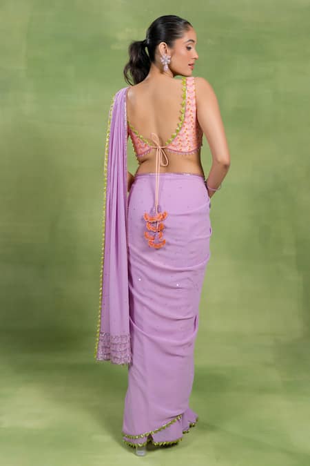 Tuhina Srivastava Pre-Draped Saree & Embellished Blouse Set 