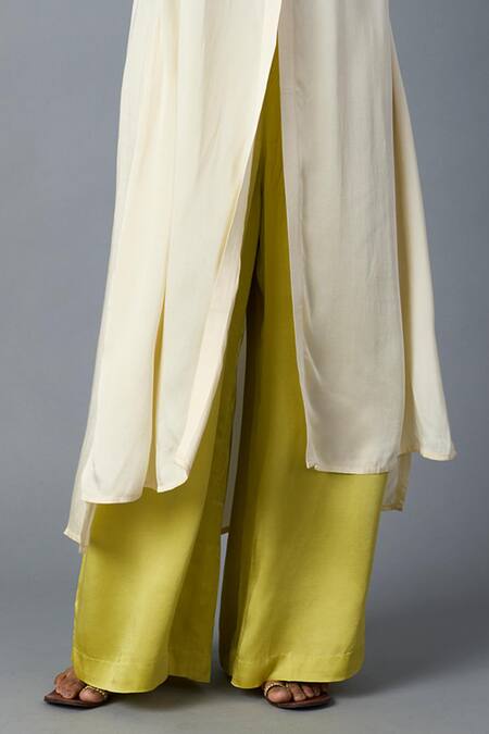 Vasstram_Blue Modal, Satin Collared Ombre Kurta And Pant Set _Online_at_Aza_Fashions