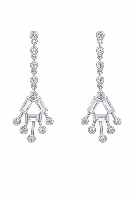 Minaki_Silver Plated Crystals Cubic Zirconia Studded Necklace And Earring Set _Online_at_Aza_Fashions